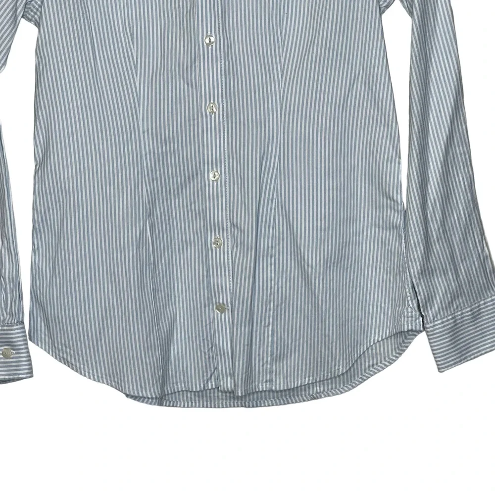 Southern Tide Shirt Size 4 Blue White Striped Cotton Stretch Blend Womens LS - Picture 4 of 8